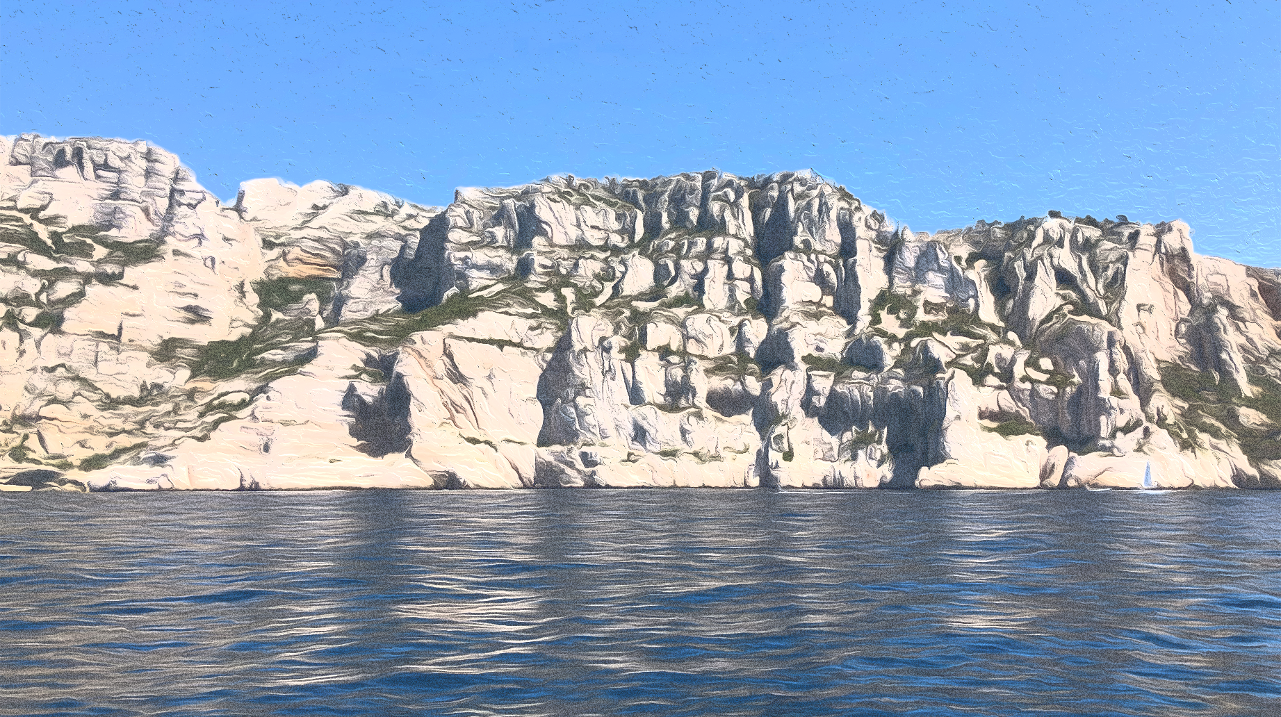 Représentation de calanque marseillaise, photo retravaillée